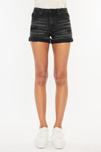 Kancan High Waist Distressed Denim Shorts - AMIClubwear