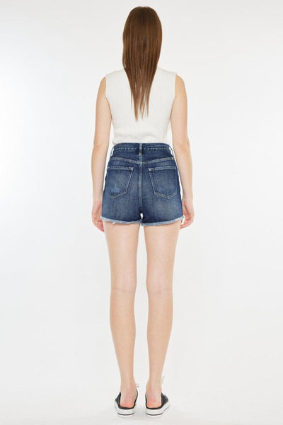 Kancan Raw Hem Button Fly Denim Shorts - AMIClubwear