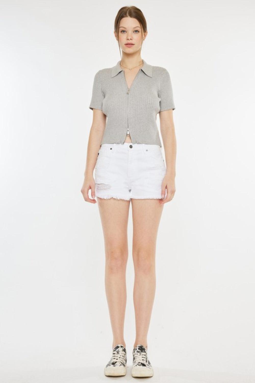 Kancan Raw Hem Distressed Denim Shorts - AMIClubwear