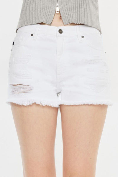 Kancan Raw Hem Distressed Denim Shorts - AMIClubwear