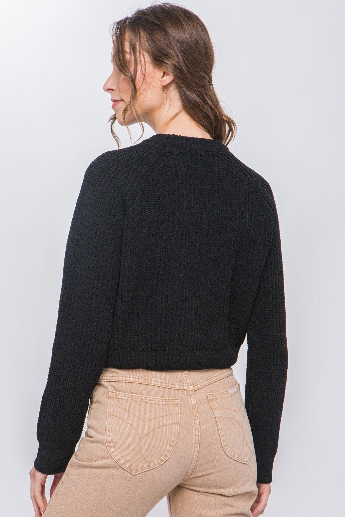 Knit Pullover Sweater With Cold Shoulder Detail - AMIClubwear