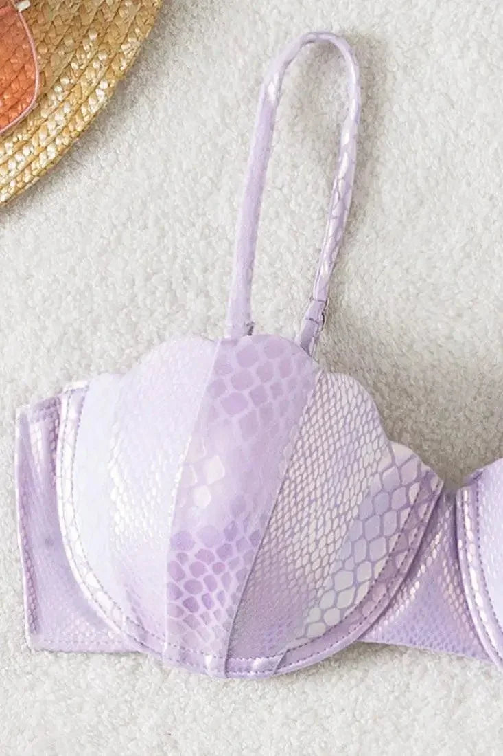 Spangled Shell Bra Lavender Holographic Snake Wired Shell Bra Thong Sexy 2Pc Swimsuit Bik ...