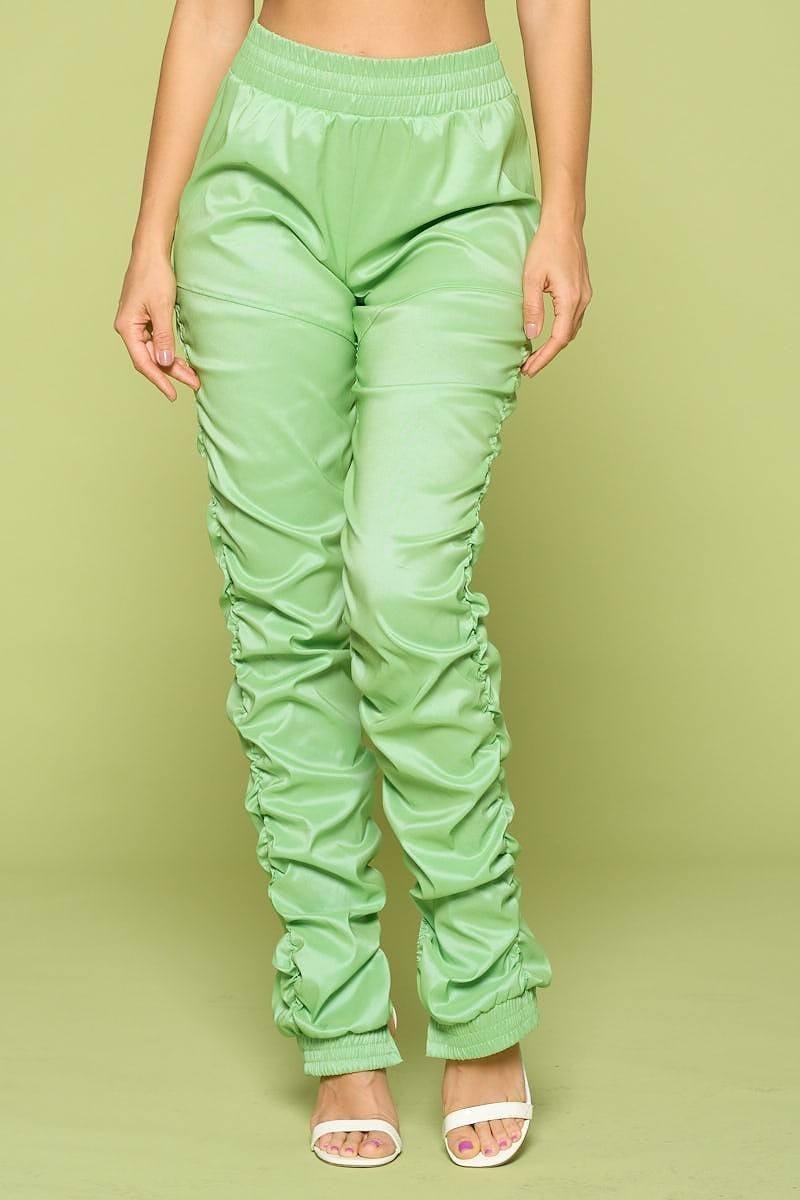 Leather Pu Ruched Pants - AMIClubwear