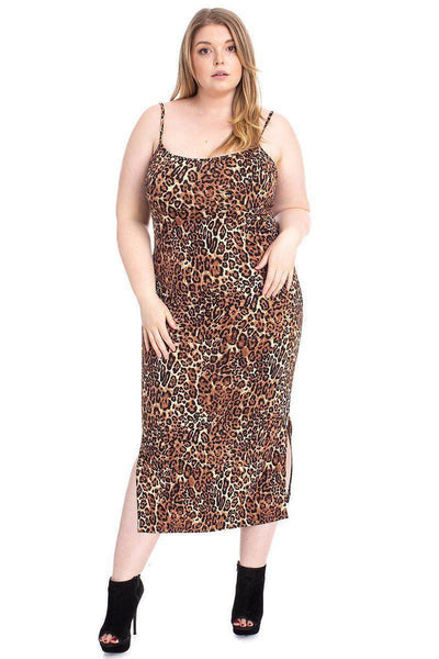 Leopard Print Cardigan & Dress Plus Size Set - AMIClubwear