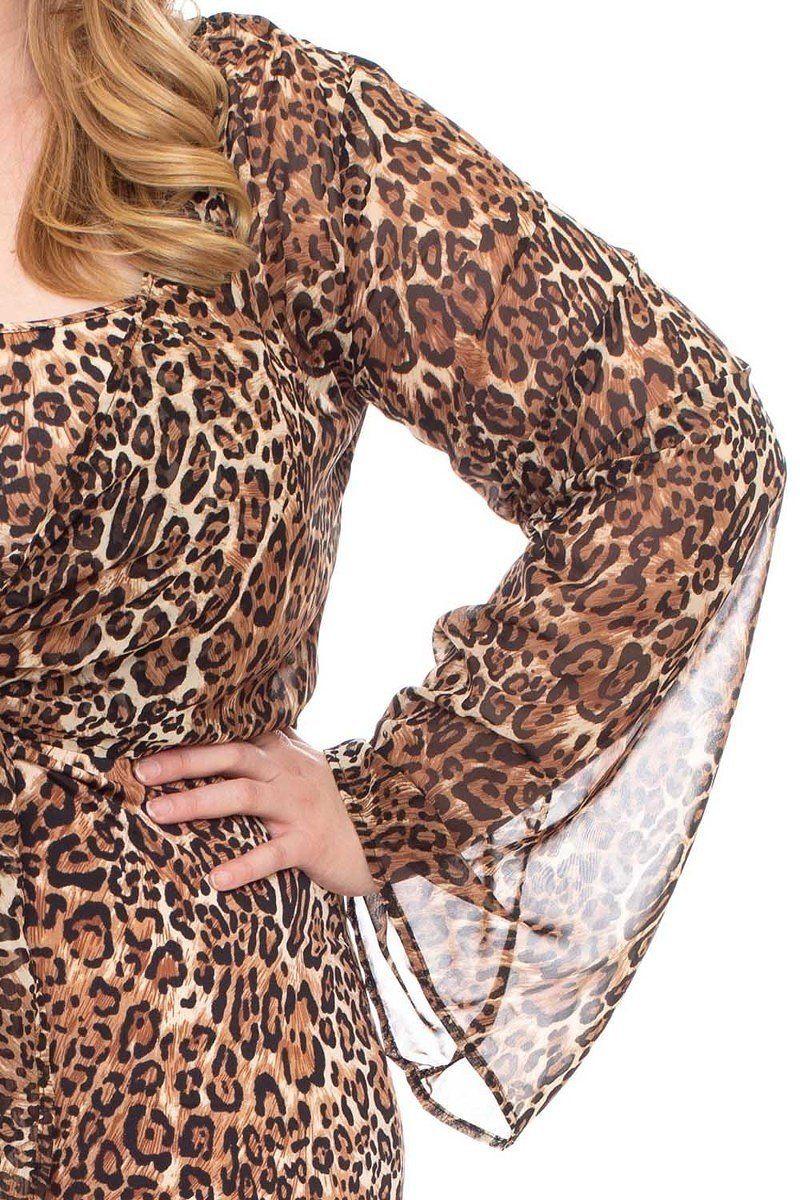 Leopard Print Cardigan & Dress Plus Size Set - AMIClubwear