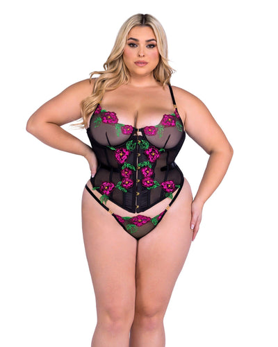 LI678 - Peony Paradise Corset 2-Piece Set - AMIClubwear