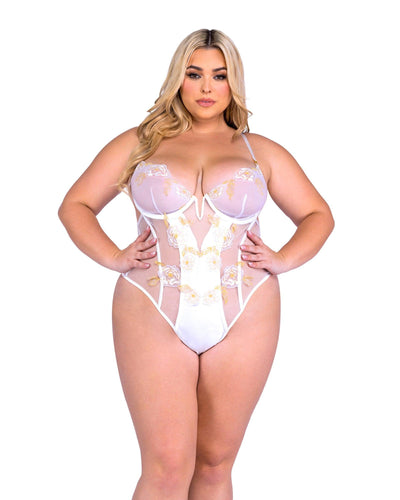 LI687 - Peony Paradise Bridal Teddy - AMIClubwear