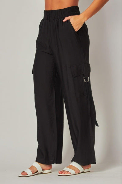 Linen Wide Leg Cargo Pants - AMIClubwear