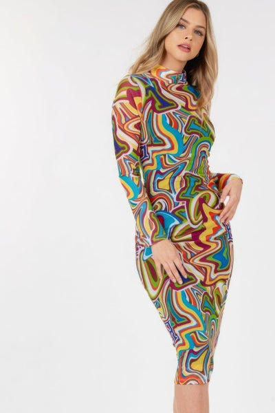 Long Sleeve Bodycon With Letter Print - AMIClubwear