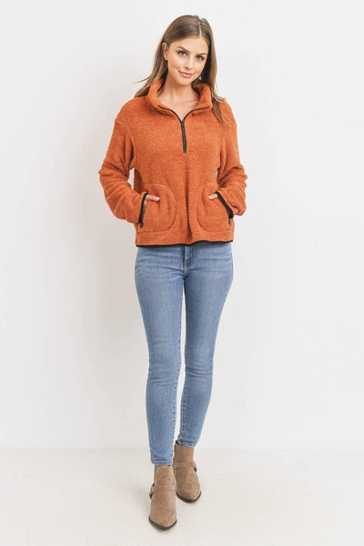 Long Sleeve Half Zipper Pullover Loopie Terry - AMIClubwear