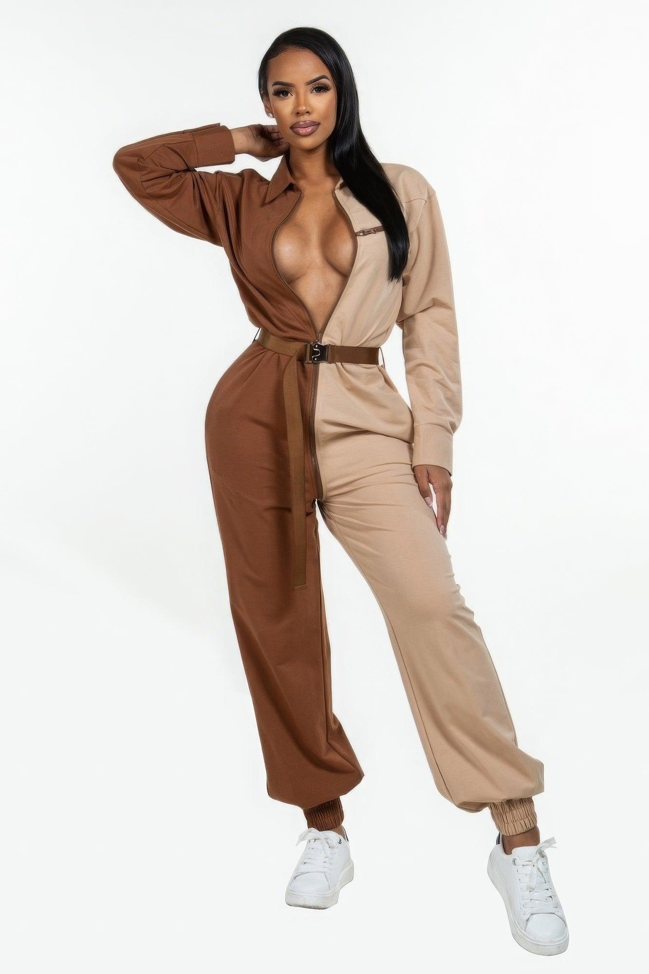 Long Sleeve Oversized Cozy Shirt Jumpsuit - AMIClubwear