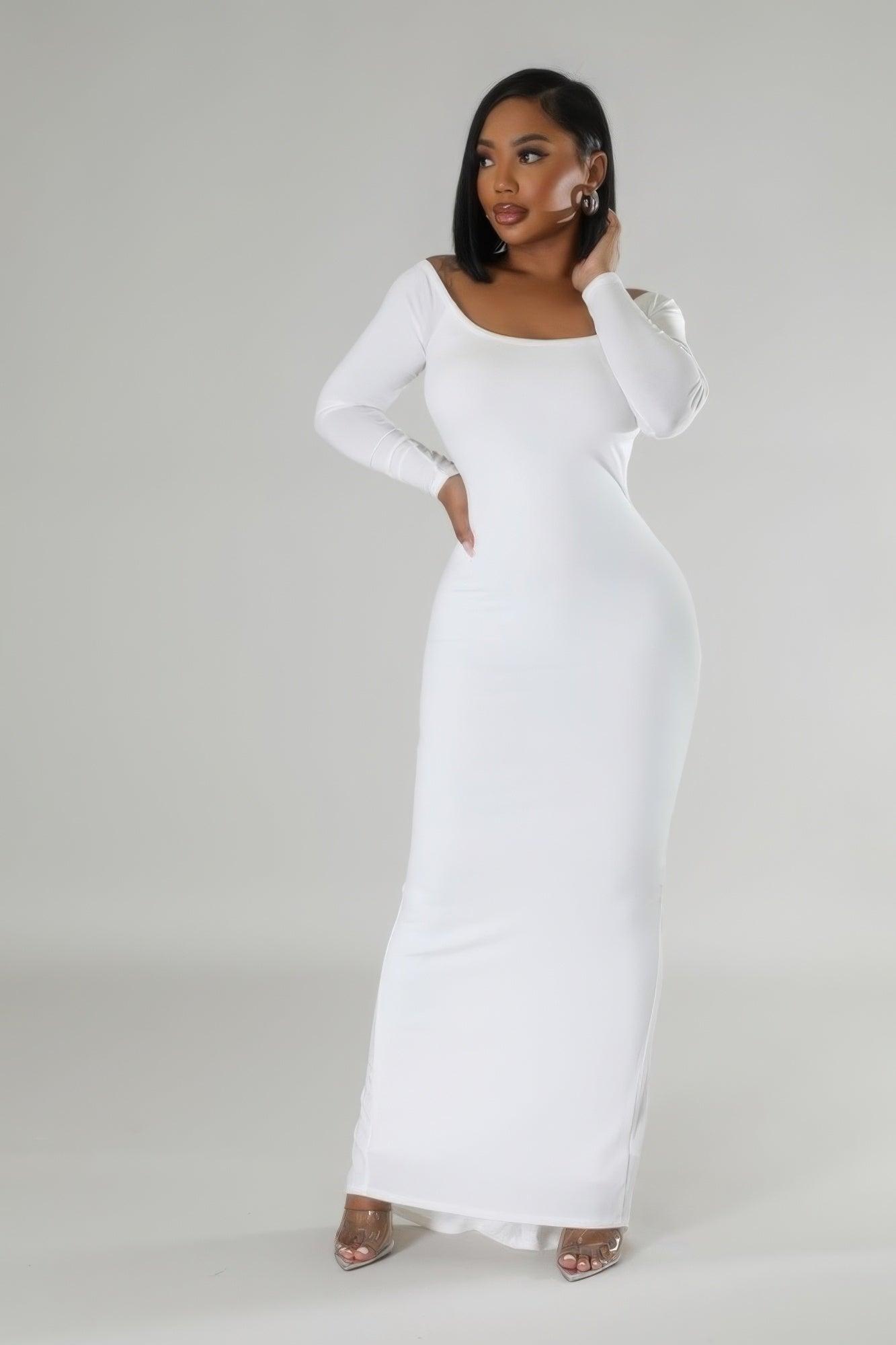 Long Sleeves Stretch Dress - AMIClubwear