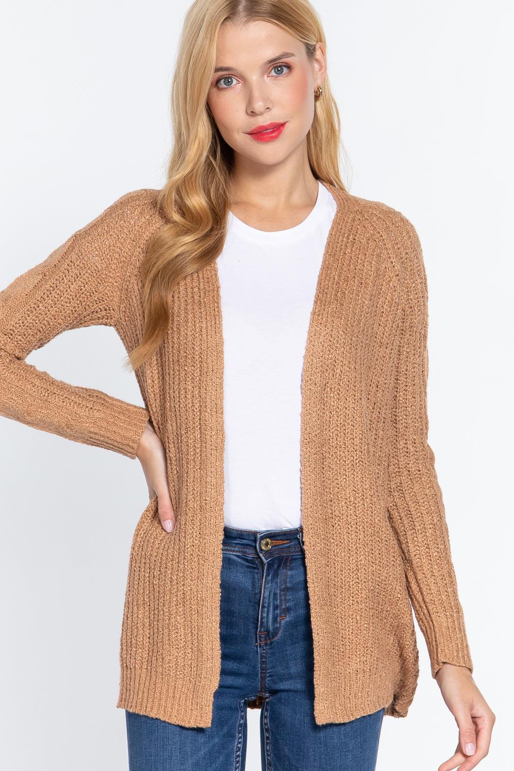 Long Slv Open Front Sweater Cardigan - AMIClubwear