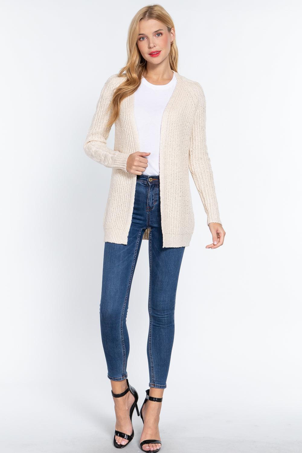 Long Slv Open Front Sweater Cardigan - AMIClubwear