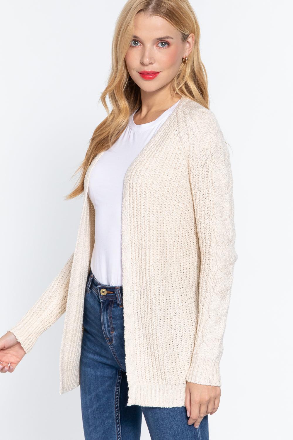 Long Slv Open Front Sweater Cardigan - AMIClubwear