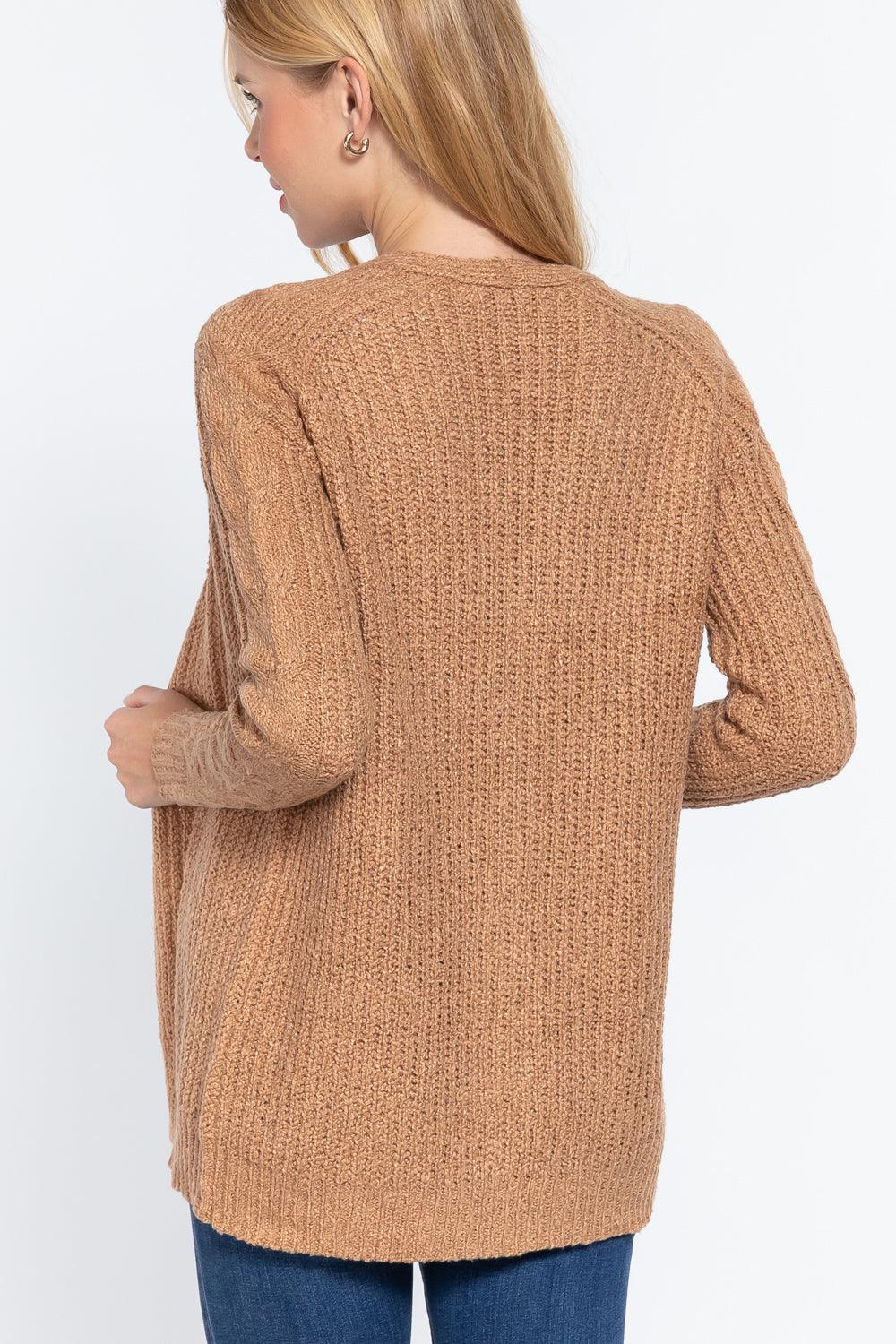 Long Slv Open Front Sweater Cardigan - AMIClubwear