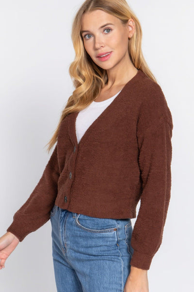 Long Slv V-neck Sweater Cardigan - AMIClubwear