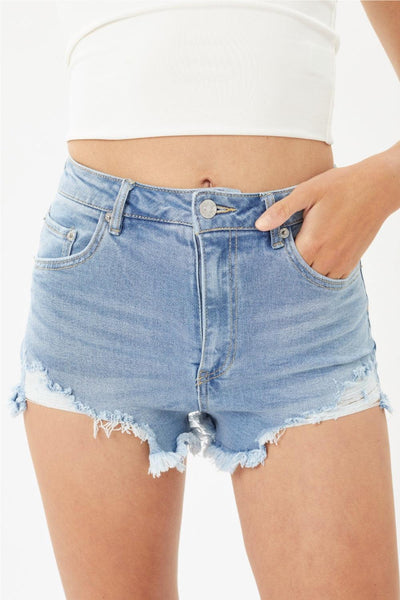 Love Tree Raw Hem Cat's Whisker Denim Shorts - AMIClubwear