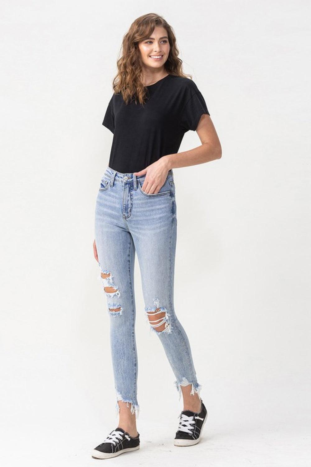 Lovervet Full Size Lauren Distressed High Rise Skinny Jeans - AMIClubwear