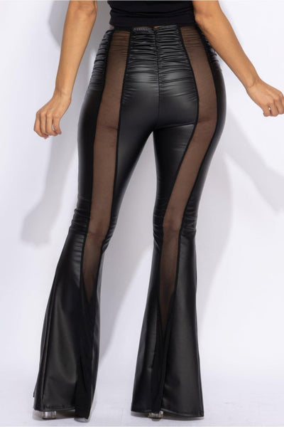 Mesh Detailed Flared Pants - AMIClubwear