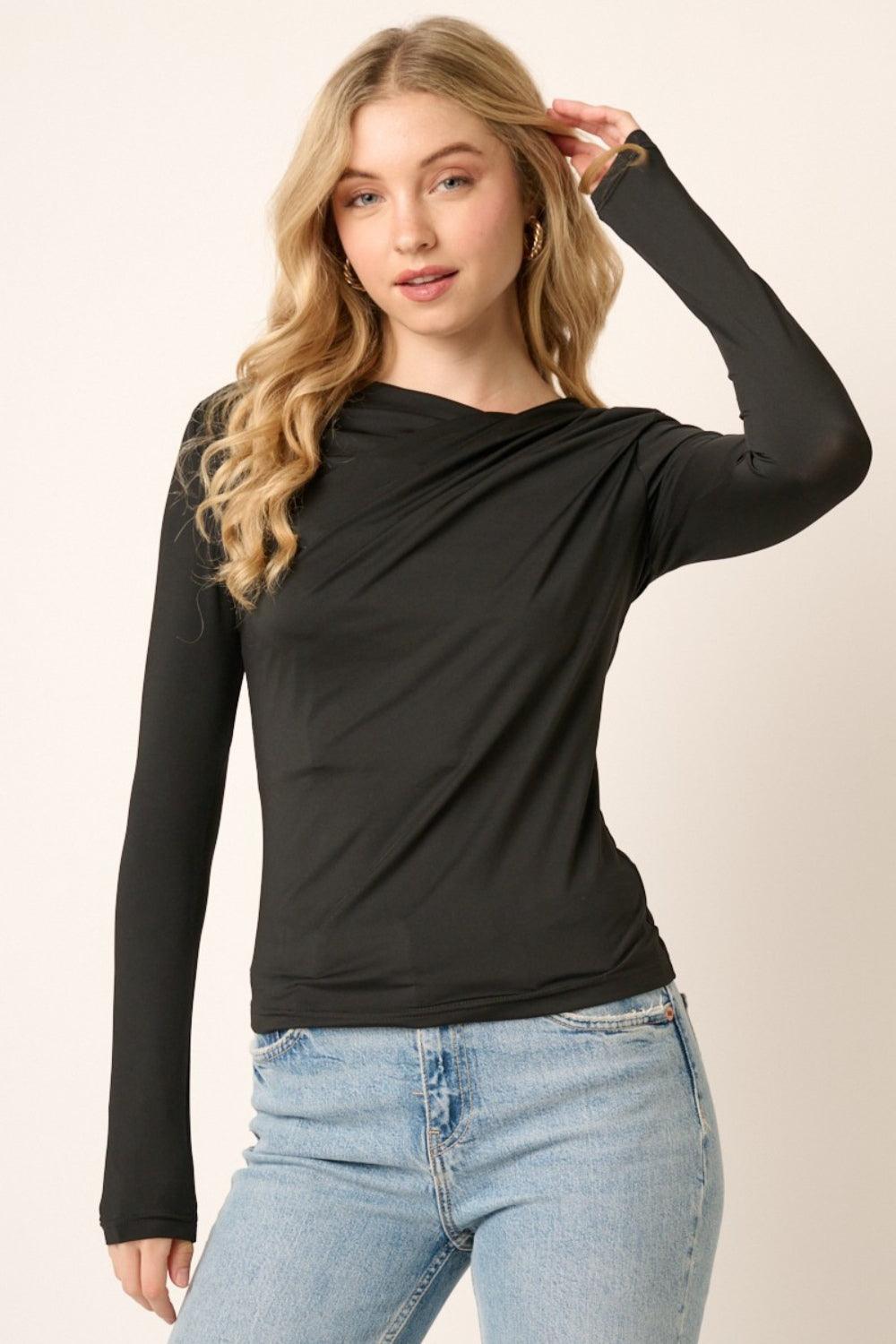 Mittoshop Ruched Long Sleeve Slim Top - AMIClubwear