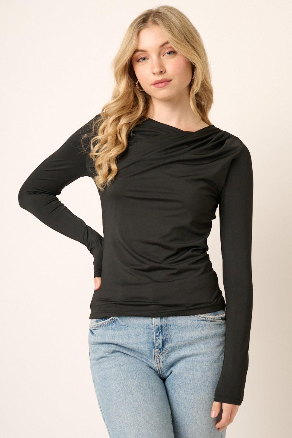 Mittoshop Ruched Long Sleeve Slim Top - AMIClubwear