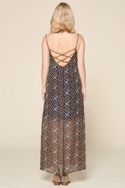 Mixed Printed Chiffon Maxi Slip Dress - AMIClubwear