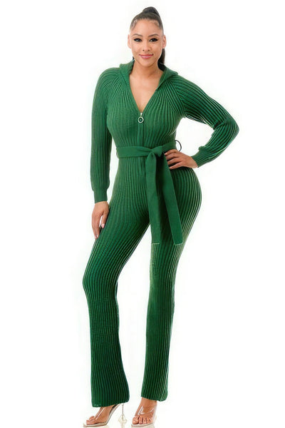 Monroe Hooded Jumpsuit - AMIClubwear