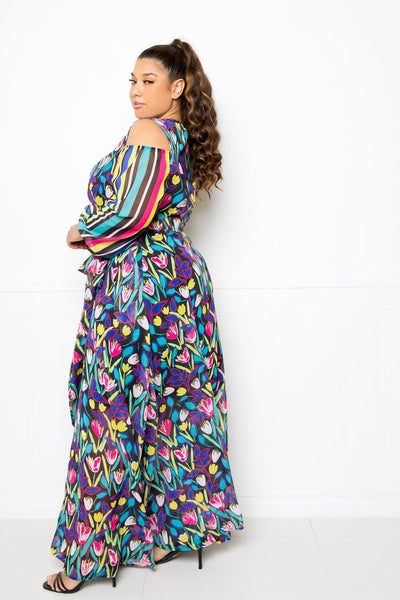 Multi Print Chiffon Maxi Dress - AMIClubwear