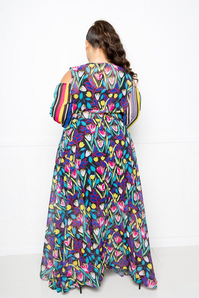 Multi Print Chiffon Maxi Dress - AMIClubwear