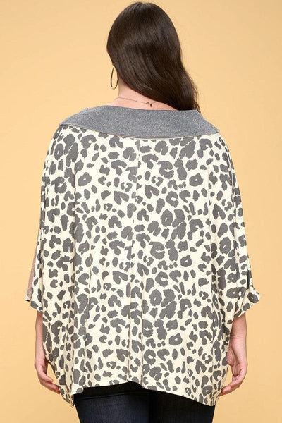 Multi Print Oversized V-neckline - AMIClubwear