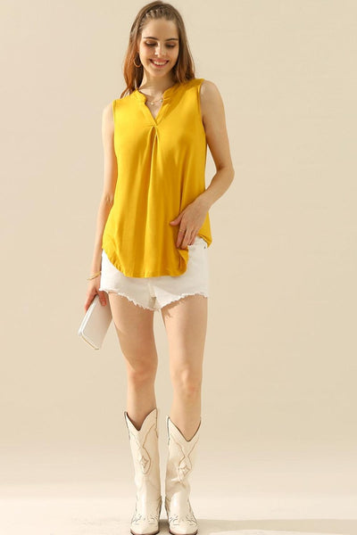 Ninexis Full Size Notched Sleeveless Top - AMIClubwear