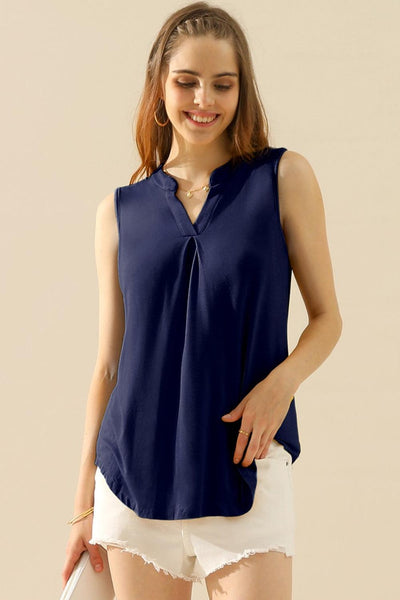 Ninexis Full Size Notched Sleeveless Top - AMIClubwear