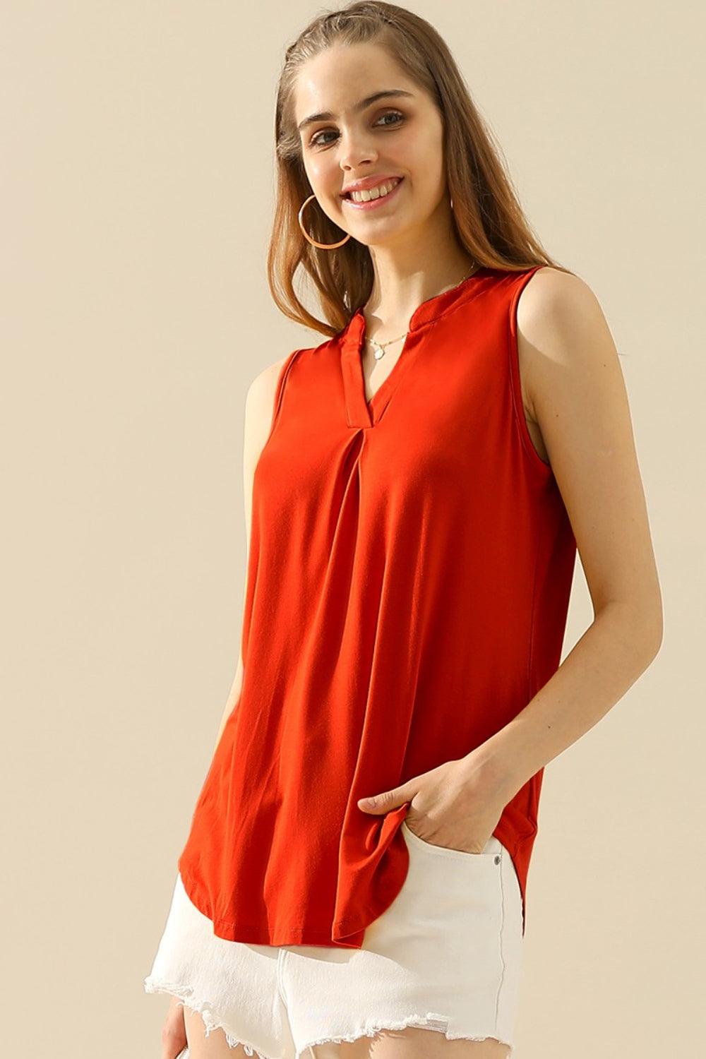 Ninexis Full Size Notched Sleeveless Top - AMIClubwear