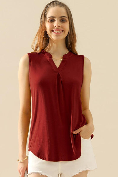 Ninexis Full Size Notched Sleeveless Top - AMIClubwear