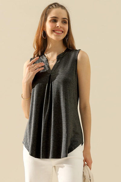 Ninexis Full Size Notched Sleeveless Top - AMIClubwear