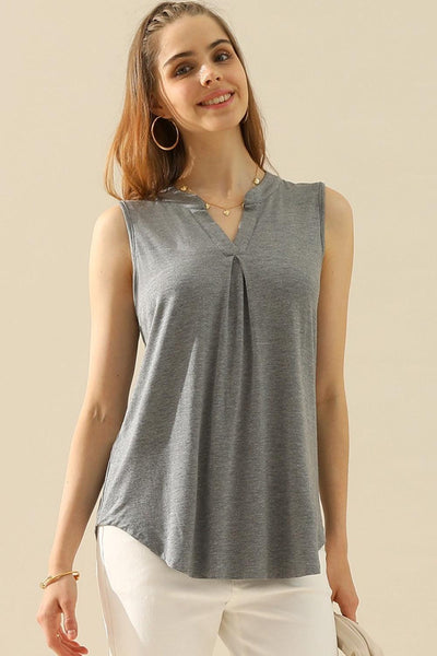 Ninexis Full Size Notched Sleeveless Top - AMIClubwear