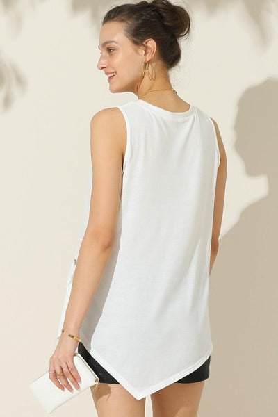 Ninexis Round Neck Button Side Tank - AMIClubwear