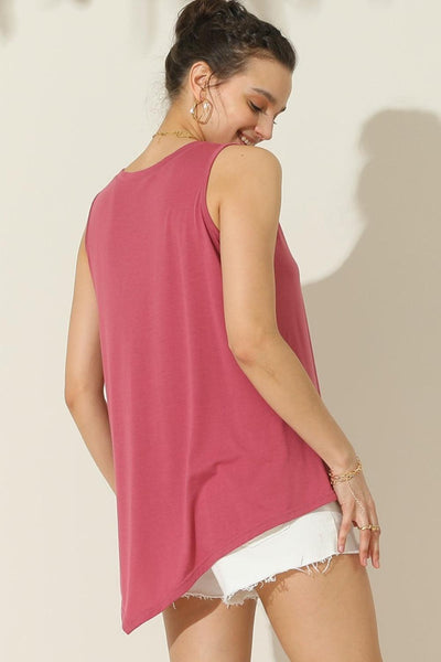 Ninexis Round Neck Button Side Tank - AMIClubwear