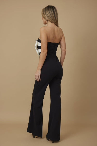 Off Shoulder Blk N Wht Fashion Jumpsuit - AMIClubwear