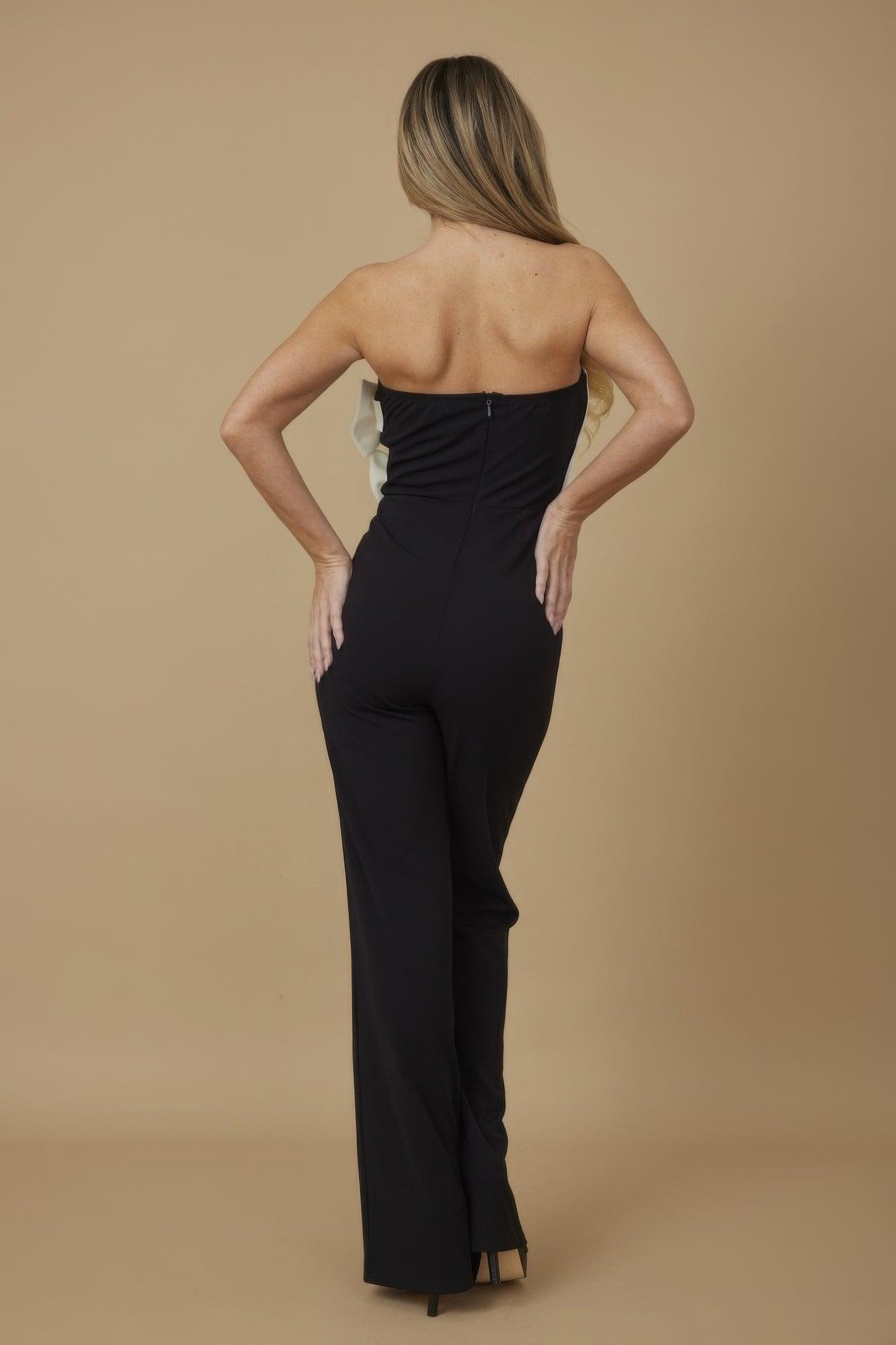 Off Shoulder Blk N Wht Fashion Jumpsuit - AMIClubwear