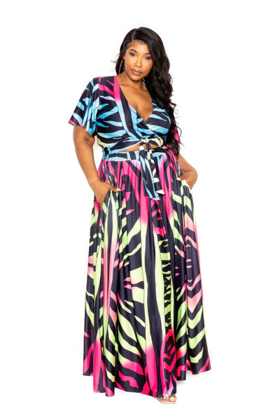 Ombre Animal Maxi Skirt & Top Set - AMIClubwear