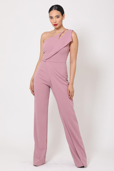 One Shoulder Jumpsuit W/ Small Opening - AMIClubwear