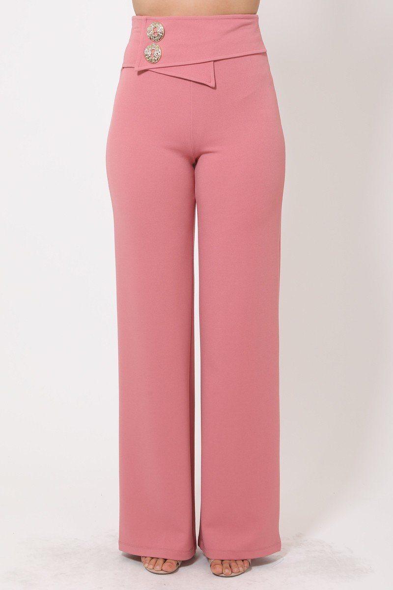 Oversized Button Front Detail Pants - AMIClubwear