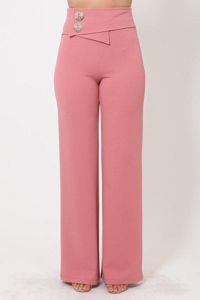 Oversized Button Front Detail Pants - AMIClubwear