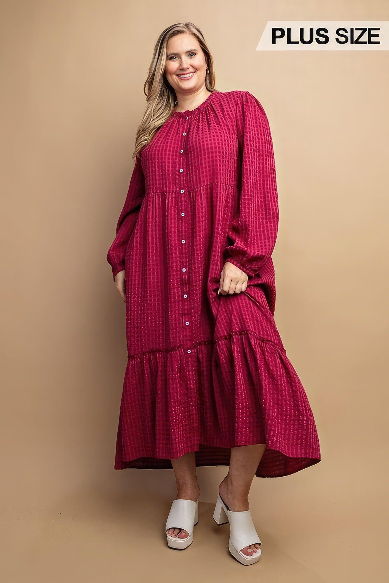 Plaid Button Down Hi - Low Hem Maxi Dress - AMIClubwear