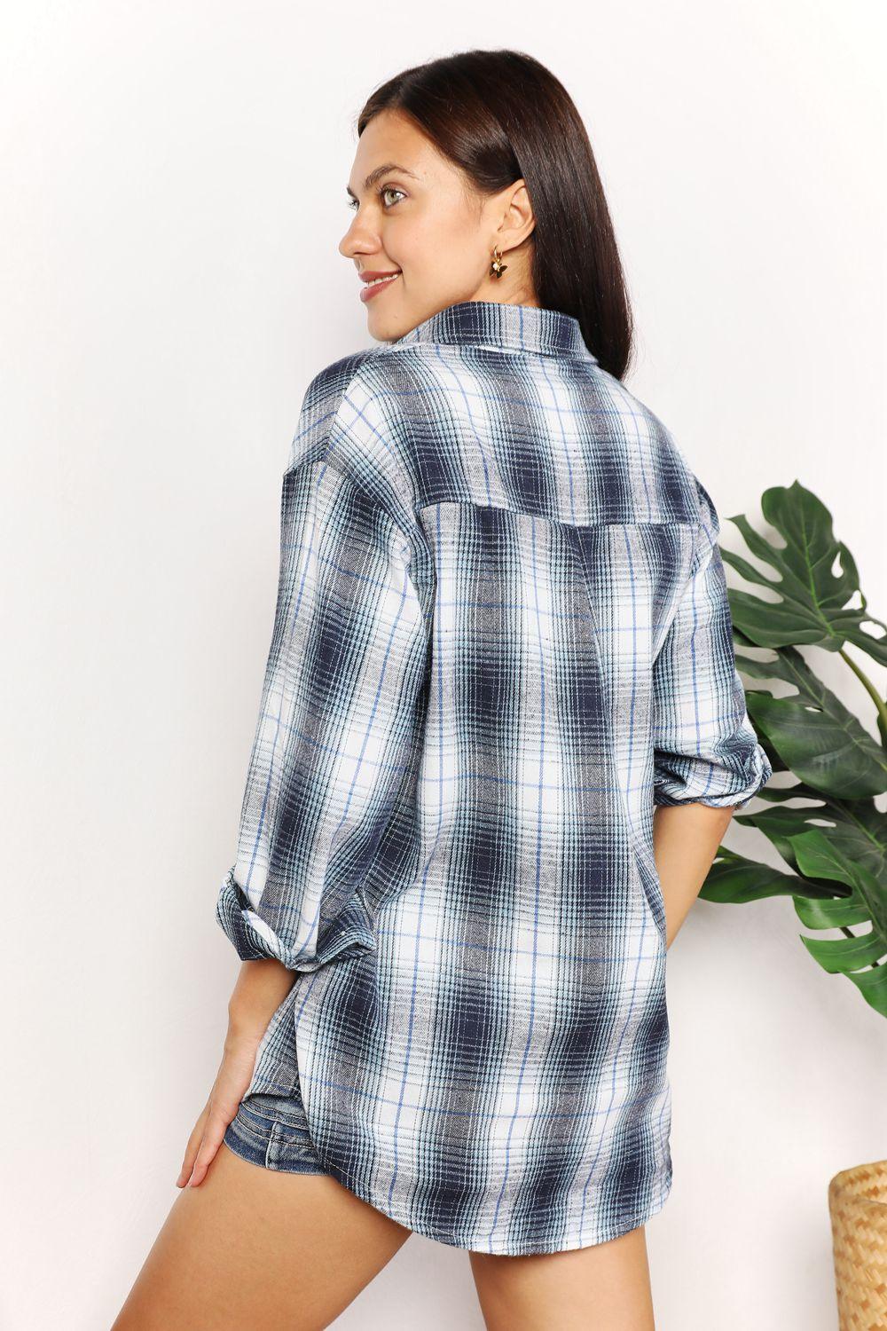 Plaid Dropped Shoulder Shirt - AMIClubwear