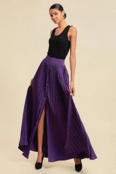 Pleated Skirt With Buttons And Pockets - AMIClubwear