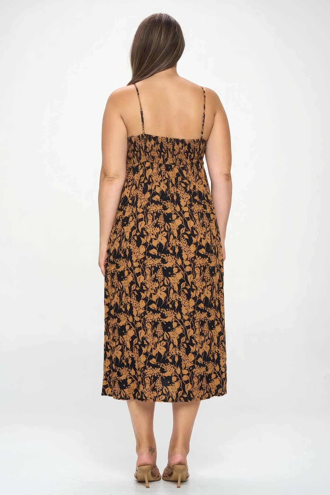 Plus Botanical Print Front Tie Maxi Dress - AMIClubwear