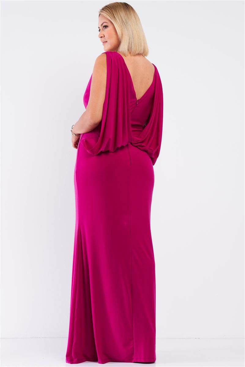 Plus Draped Back V-neck Sleeveless Maxi Dress - AMIClubwear